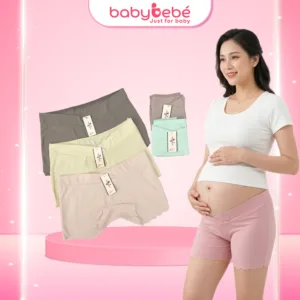 Quần đùi bầu mặc trong váy cho bà bầu, cạp chéo bigsize chất thun tăm lạnh mềm mát - Babybebe