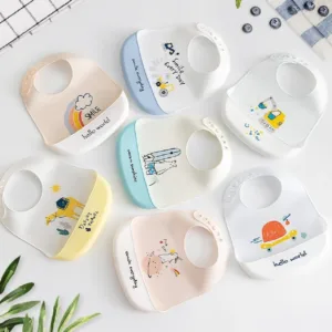 Yếm ăn dặm cho bé silicon có máng chống thấm đồ dùng cao cấp hình thú siêu cute tiện dụng - Mejcare
