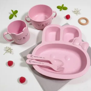 Khay ăn dặm cho bé - khay ăn cơm lúa mạch hình thỏ đáng yêu - MejCare