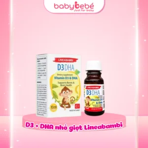 D3 + DHA nhỏ giọt Lineabambi cho bé - Hỗ trợ phát triển xương răng, trí não 10ml.