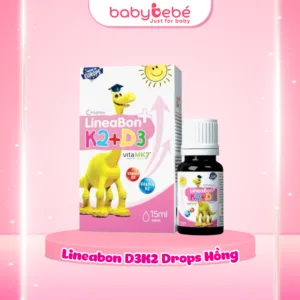 D3 K2 Lineabon Hồng 15ml bổ sung vitamin d3 cho trẻ sơ sinh, giảm còi xương d2k3, tăng chiều cao - Nhập khẩu chính hãng