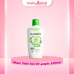 Nước tắm gội thảo dược Dr.Papie chiết xuất trà Shan Tuyết giảm rôm sảy mẩn ngứa chai 230ml dành cho bé sơ sinh